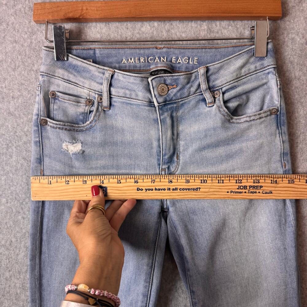American Eagle Flare Leg Jeans Women’s 0 Distressed Boho Western Low Rise Y2K - Picture 7 of 12